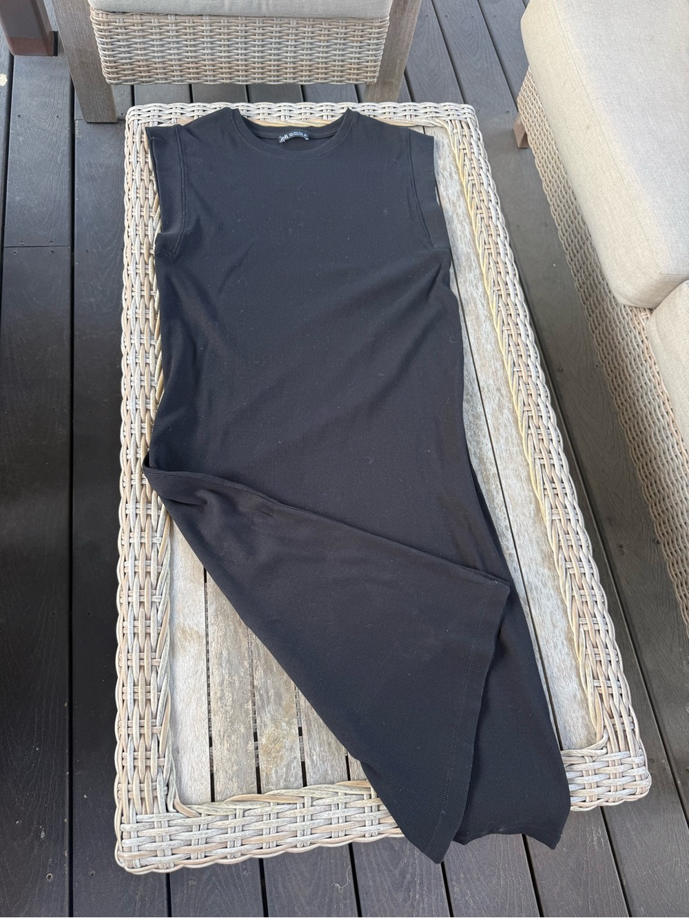 Zara Black Sleeveless Midi Dress with Side Slit
